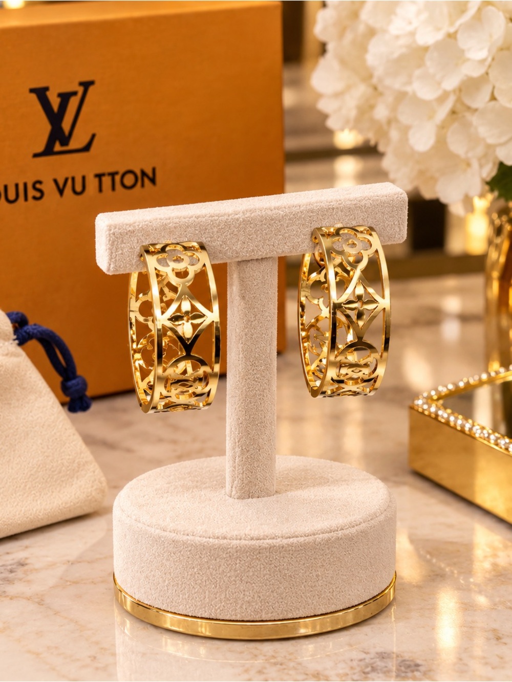 Gold Openwork Hoop Earrings